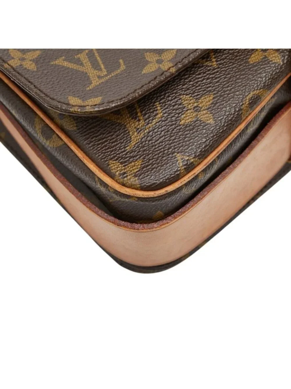 Louis Vuitton Monogram Cartouchiere MM Crossbody Shoulder Bag Brown Leather - Picture 5 of 10